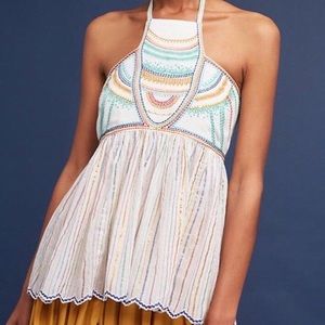 Anthropologie Floreat Itzel Halter Top-Ivory